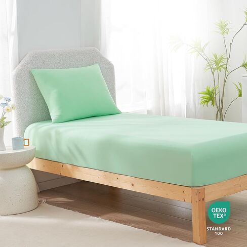 Dream Valley® Twin Size Cooling Fitted Sheet with 1 Pillowcase, Q-Max > 0.4 Aerocool™ 2 PCS with No Flat Sheet, Cooling for Night Sweats, Hot Sleepers, Ivory in Saudi Arabia