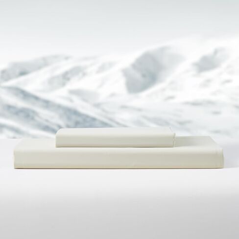 Dream Valley® Twin Size Cooling Fitted Sheet with 1 Pillowcase, Q-Max > 0.4 Aerocool™ 2 PCS with No Flat Sheet, Cooling for Night Sweats, Hot Sleepers, Ivory in Saudi Arabia