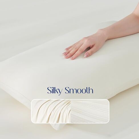Dream Valley® Twin Size Cooling Fitted Sheet with 1 Pillowcase, Q-Max > 0.4 Aerocool™ 2 PCS with No Flat Sheet, Cooling for Night Sweats, Hot Sleepers, Ivory in Saudi Arabia
