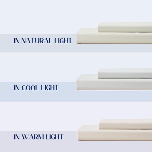 Dream Valley® Twin Size Cooling Fitted Sheet with 1 Pillowcase, Q-Max > 0.4 Aerocool™ 2 PCS with No Flat Sheet, Cooling for Night Sweats, Hot Sleepers, Ivory in Saudi Arabia