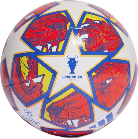 كرة تدريب دوري أبطال أوروبا UEFA IN9332 من أديداس، للجنسين، كرة قدم، أبيض/أزرق متوهج/برتقالي فلاش، 3 in Saudi Arabia