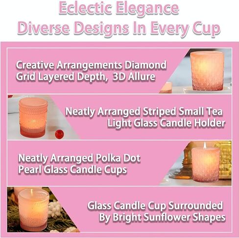 5ps Small Glass Candle Holder Tealight Candle Holders Blue Vintage Candle Votive Boho Decor Modern Home Decor Winter Decorations Indoor in Kuwait