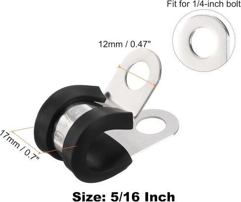 HARFINGTON 24pcs 304 Stainless Steel Cable Clamps 3/8 Inch Rubber Cushioned Insulated Clamp Metal Loop Pipe Clamp for Tube Pipe Wire Cord Installation in Kuwait