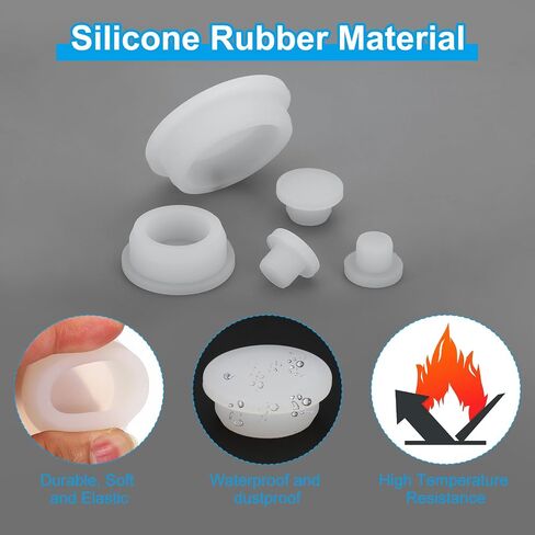 MECCANIXITY Silicone Rubber Hollow Plug Soft Flexible Stoppers T-Shaped Silicone Plugs for 30 to 31mm Hole White 12 Pieces in Saudi Arabia
