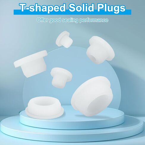 MECCANIXITY Silicone Rubber Hollow Plug Soft Flexible Stoppers T-Shaped Silicone Plugs for 30 to 31mm Hole White 12 Pieces in Saudi Arabia
