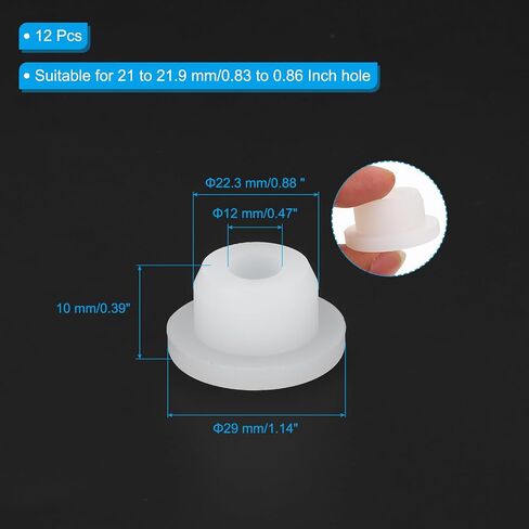 MECCANIXITY Silicone Rubber Hollow Plug Soft Flexible Stoppers T-Shaped Silicone Plugs for 30 to 31mm Hole White 12 Pieces in Saudi Arabia