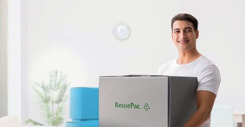 صناديق متحركة مموجة من البلاستيك المعاد تدويره شديدة التحمل مع أغطية ومقابض سهلة الحمل، صندوق تخزين ذاتي القفل - كبير 16 × 12 × 12 بوصة، 10 عبوات باللون الرمادي in Saudi Arabia