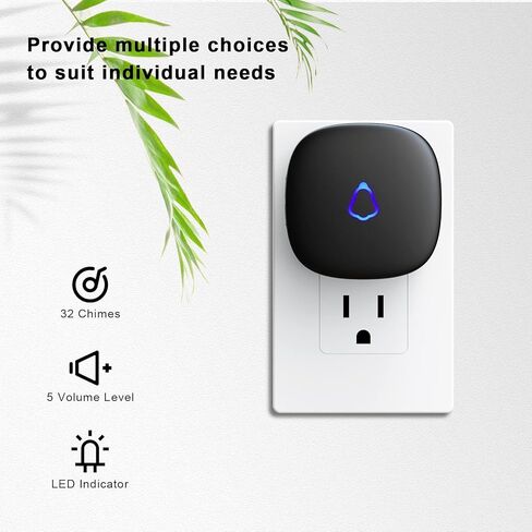 SECRUI Wireless Doorbell, Easy installation, Waterproof, Adjustable Volume, 58 Chimes, Colorful LED, 1000Ft Range, M520+F55, Black in Saudi Arabia