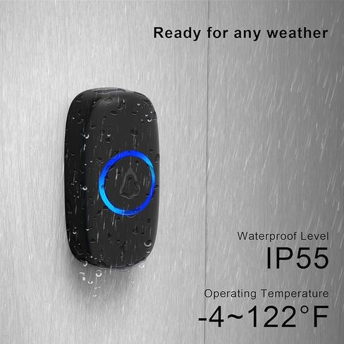 SECRUI Wireless Doorbell, Easy installation, Waterproof, Adjustable Volume, 58 Chimes, Colorful LED, 1000Ft Range, M520+F55, Black in Saudi Arabia