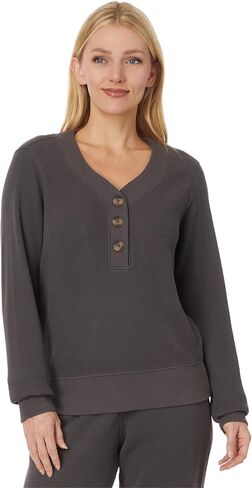 Pact Women's Thermal Waffle Henley Pullover in Saudi Arabia