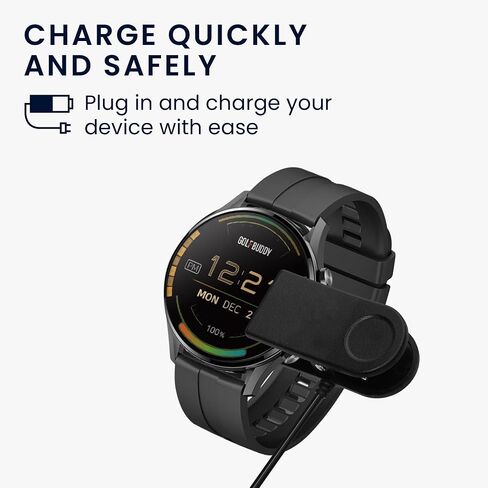 سلك شاحن kwmobile متوافق مع GolfBuddy Aim W12 - شاحن لكابل USB للساعة الذكية - أسود in Saudi Arabia