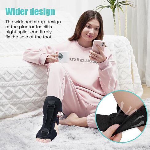 Plantar Fasciitis Night Splint:Plantar Fasciitis Relief Brace for Women Men with Arch Support,Adjustable Straps Plantar Fasciitis Night Splint Relief Plantar Fasciitis,Foot Drop,Black in Saudi Arabia