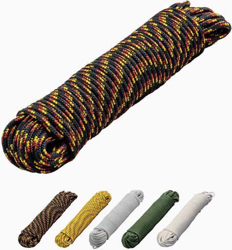 90ft Eco-Friendly Braided Rope -Tough Resistant Flag Camping Anchor Rope, Indoor & Outdoor, Multipurpose Heavy Duty Ropes -Made of Recycled Plastic Bottles - 1/4in (6mm) Thick - White Matte in Saudi Arabia