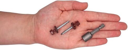 (Pack of 50 pcs) Metal Roofing Screws, 3/16 x 1-3/8 (4.8 x 35 mm) Painted Self-Drilling Screws with EPDM Washers, Sheet Metal Hex Screw, Oxide Red RAL 3009 in Saudi Arabia