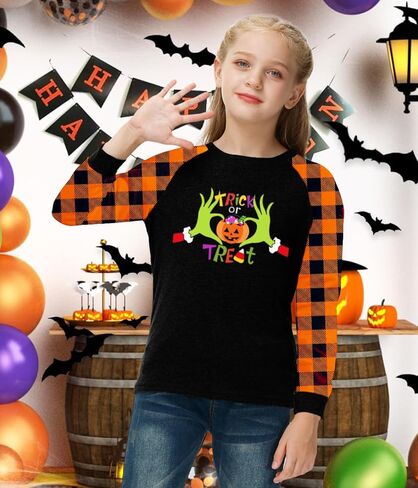 Remimi Girls St Patricks Day Shirts Long Sleeve Funny Printed Irish Buffalo Plaid Tops 3-14 Years in Kuwait