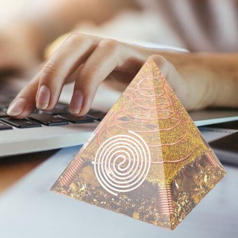 Orgone Pyramid Positive Energy Pyramid 2.36x2.36x2.36in Tabletop Ornament Energy Generator Decor, Pyramid Healing Crystals Orgonite Pyramid for Stress Reduce Decor Gift in Saudi Arabia