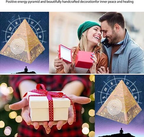 Orgone Pyramid Positive Energy Pyramid 2.36x2.36x2.36in Tabletop Ornament Energy Generator Decor, Pyramid Healing Crystals Orgonite Pyramid for Stress Reduce Decor Gift in Saudi Arabia