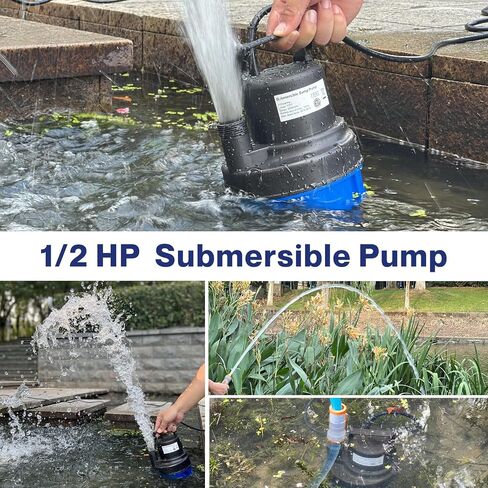 AgiiMan Submersible Water Pump, 2060GPH 1/2HP Portable Sump Pump for Pool Draining, Pool Cover Pump with 25 FT Power Cord for Basements Pool Fountains Garden, Blue in Saudi Arabia