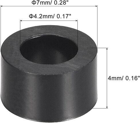 uxcell ABS Round Spacer Washer ID 4.2mm OD 7mm L 2mm Plastic Standoff for 3D Printer TV Wall Mounting Electrical Outlet, Black, 300Pcs in Saudi Arabia