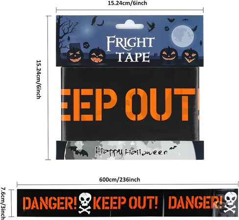 3pcs Halloween Warning Caution Tapes,Creepy Halloween Fright Tapes for Halloween Home Graden Stairs Haunted Indoor Outdoor Decorations in Saudi Arabia
