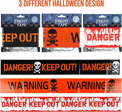 3pcs Halloween Warning Caution Tapes,Creepy Halloween Fright Tapes for Halloween Home Graden Stairs Haunted Indoor Outdoor Decorations in Saudi Arabia