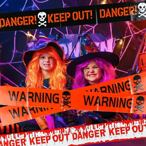 3pcs Halloween Warning Caution Tapes,Creepy Halloween Fright Tapes for Halloween Home Graden Stairs Haunted Indoor Outdoor Decorations in Saudi Arabia