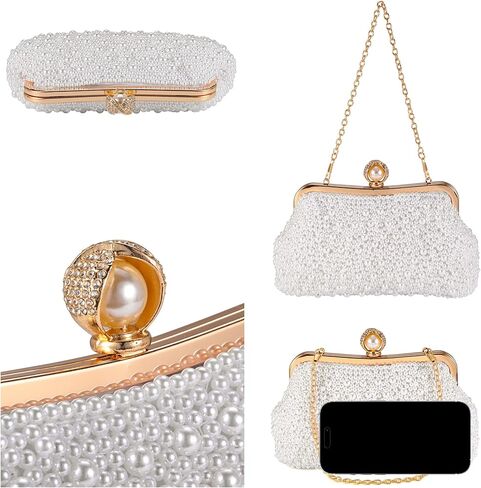 Ayliss Women Rhinestone Handbag Clutch Evening Purse Bag Bowknot Bridal Crossbody Shoulder Sparkling Prom Party in Kuwait