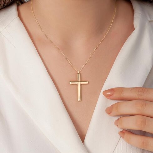 Cross Necklace for Women Gold Cross Necklaces for Women 14K Gold Cross Necklace Dainty Gold Cross Chain Halo Gold Corss Pendant Communion Baptism Confirmation Gifts for Women Girls in Saudi Arabia