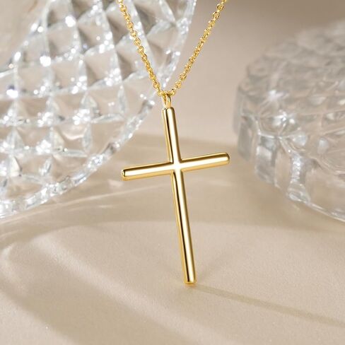 Cross Necklace for Women Gold Cross Necklaces for Women 14K Gold Cross Necklace Dainty Gold Cross Chain Halo Gold Corss Pendant Communion Baptism Confirmation Gifts for Women Girls in Saudi Arabia