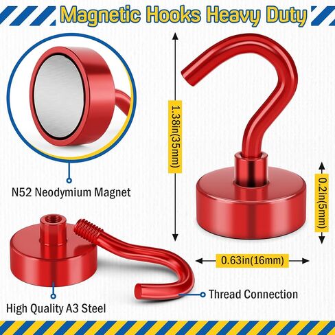 FINDMAG 28 LBS خطافات مغناطيسية سوداء شديدة التحمل، خطافات مغناطيسية نيوديميوم، خطافات مغناطيسية قوية للتعليق، مغناطيس مع خطافات للمنزل والمطبخ ومكان العمل والمكتب (26 حزمة) in Saudi Arabia
