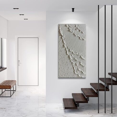 zoinart رسمت باليد قماش جدار الفن كبير محكم 60x30 بوصة مجردة الحديثة موجة البحر اللوحة الكوارتز الرمال الأسود والأبيض فن الشاطئ لغرفة المعيشة غرفة نوم جدار ديكور in Kuwait
