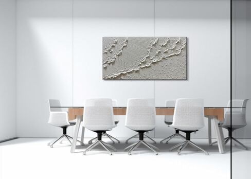 zoinart رسمت باليد قماش جدار الفن كبير محكم 60x30 بوصة مجردة الحديثة موجة البحر اللوحة الكوارتز الرمال الأسود والأبيض فن الشاطئ لغرفة المعيشة غرفة نوم جدار ديكور in Kuwait