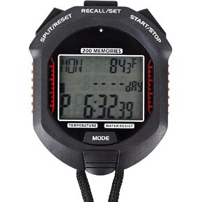 LAOPAO Stopwatch,Rechargeable Sports Stopwatch Timer with Backlight, 200 Lap Multi-Function Digital Stopwatch with Large Display,1/1000 Second Sports Timer for Match, Coach, Referee, Training, Timing