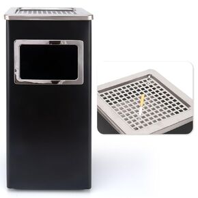 Trash Can With Lid,Square Stainless Steel Trash Can,Outdoor Trash Can,Removable Inner Bucket for use on outdoor,coffee shop,hotel,corporate,black trash can-9.45‘’ x 9.45‘’ x 24‘’ (Square(Black))