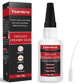 Ceramic Glue, 2 PCS 30g Instant Ceramic Super Glue for Porcelain and Pottery Repair, Clear Ceramic Metal Adhesive for Porcelain, Glass, Plastic, Metal, Rubber and DIY Craft