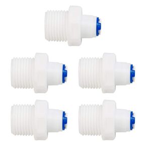 uxcell 1/2 Inch BSP Male to 1/4 Inch OD Straight Quick Connect Water Purifiers Tube Fittings Push in to Connector Filter RO Tubing Connector for RO Reverse Osmosis System 5pcs