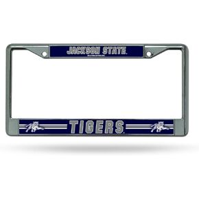 Rico Industries NCAA Jackson State Tigers Standard Chrome License Plate Frame Silver, 12" x 6"
