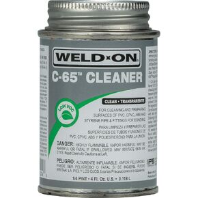 Weld-On 10204 C-65 PVC/CPVC/ABS/Styrene Cleaner - Low-VOC, Clear, 1/4 Pint (4 fl oz)