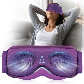 Breathable Sleep Mask Double Sides, 3D Eye Mask Sleep for Side Sleepers Women Men, Sleeping Mask Light Blocking, Soft Lightweight Eye Cover for Travel, Night Work, Nap, Office