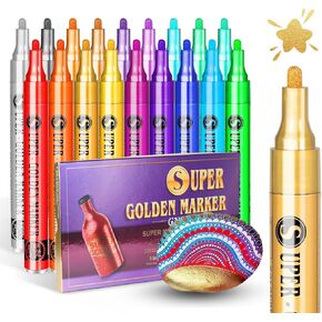18 Colors Acrylic Paint Markers, Super Golden Metallic Pens for Repairing, Touch Up, Model Painting, Marking or DIY Art Projects, Medium Tip 3.0mm in Kuwait