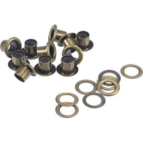 uxcell Grommets Eyelets with Washers Kit, 10.5 x 6 x 7mm Alloy Grommet for DIY or Craft Projects Bronze Tone 200 Set