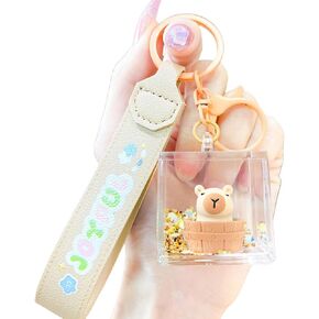 Rertnocnf Cute Keychain Animal Liquid Floating Kawaii Keychains Backpack Pendant Charm Wristlet Key Ring for Girl Women