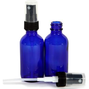 Vivaplex, Cobalt Blue, 1 oz Glass Bottles, with Black Fine Mist Sprayers - 2 pack
