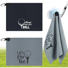 Oudain 2 Pcs Best Dad by Par Christmas Magnetic Golf Towel Gift Waffle Embroidered Microfiber Golf Towel with Clip for Strong Hold Golf Bags Golf Carts Clubs Grandpa Father Golf Fan Gifts Accessories