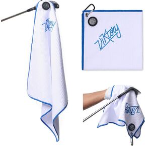 Magnetic Golf Towel - includes Carabiner Clip and Ball Marker - 18"x 18" (45 cm x 45 cm) (Black)
