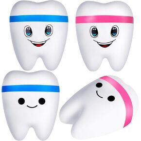 8 Pcs Tooth Stress Ball, Slow Rising Teeth Shape Stress Balls for Dental Office, Stress Ball Tooth Shaped for Kids Bulk Party Favors