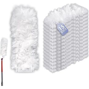 (15 Count) Disposable Duster Refills Compatible with O-Cedar Flex & Catch Dusters, Heavy Duty Dust Refills, Multi-Surface Duster Replacement Kit, Dust Removal Brush Heads, Soft microfibers