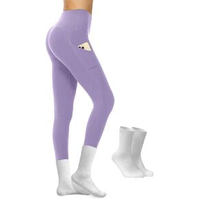 Opuntia High Waisted Workout Yoga Legging with Pockets - Soft Thick Yoga Pants Comfy Stretch Casual Black Green Pink Pants