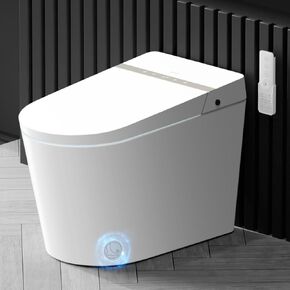 EPLO Smart Toilet Bidet,Auto Open/Close lid,Blackout Flush,Heated Seat,Dual Auto Flush,Foot Sensor Operation,LED Display,Tankless One Piece Elongated Modern Bidet Toilet Combo G20