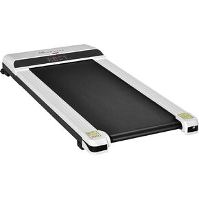 Soozier Under Desk Treadmill, Portable Walking Pad with Remote Control, LED Display, Foldable Wheels, 264 lbs Weight Capacity, White